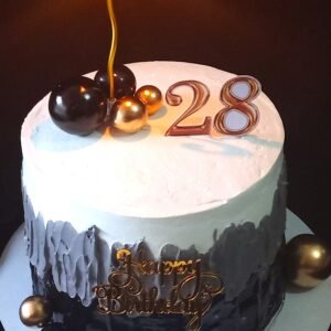 Black, grey and white theme cake