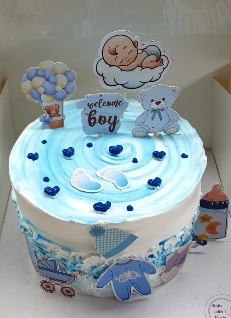 Blue baby shower cake