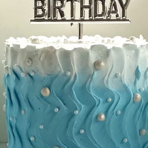 White and skyblue theme zigzag edges cake