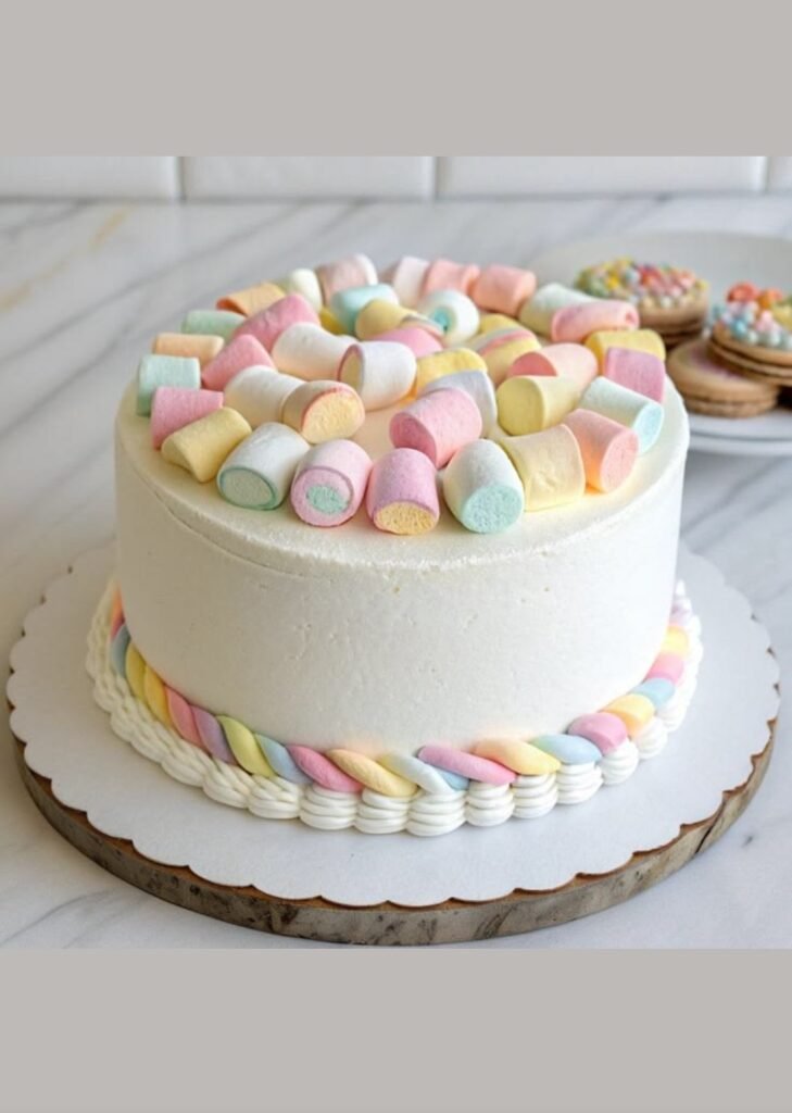 White cake with Marshmallows