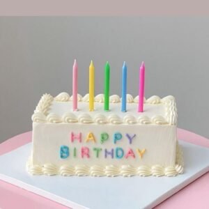 Rectangular white Birthday cake