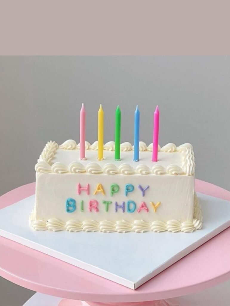 Rectangular white Birthday cake