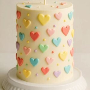 White cake with hearts