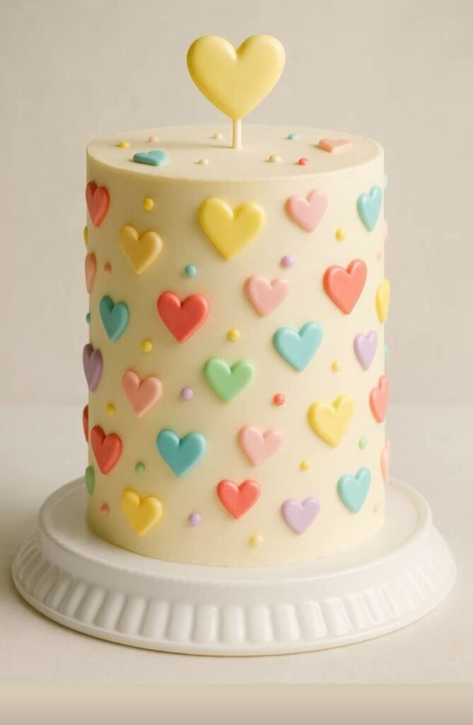 White cake with hearts