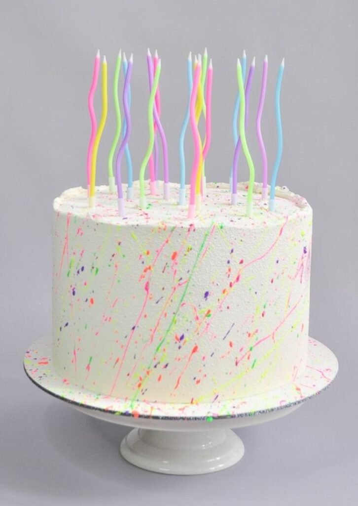 White cake with candles