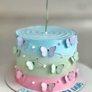 Mix coloured cake with butterflies