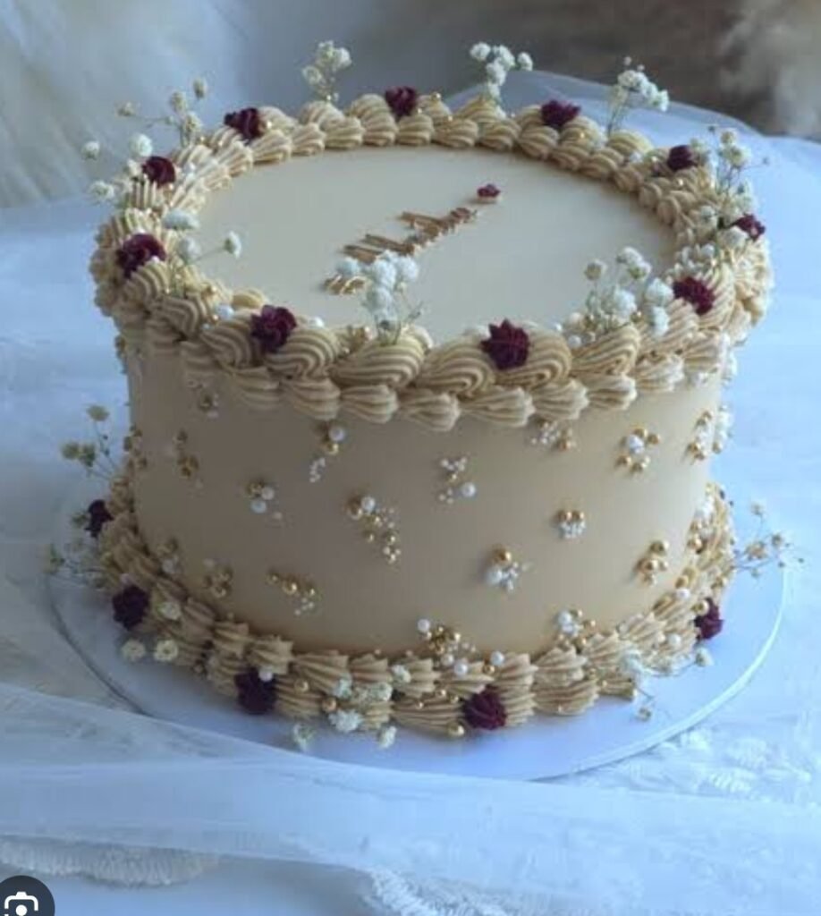 Special cake with fresh flowers