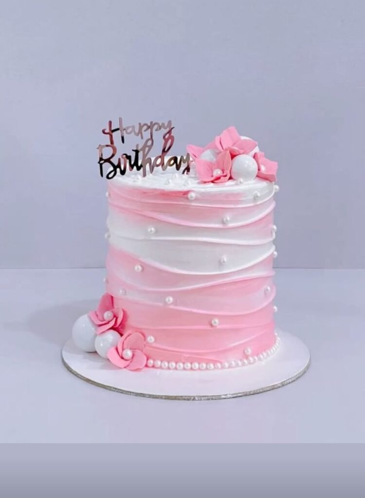 Pink and white with flowers and pearls