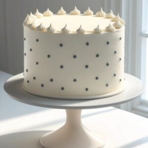 Small Black dots white cake