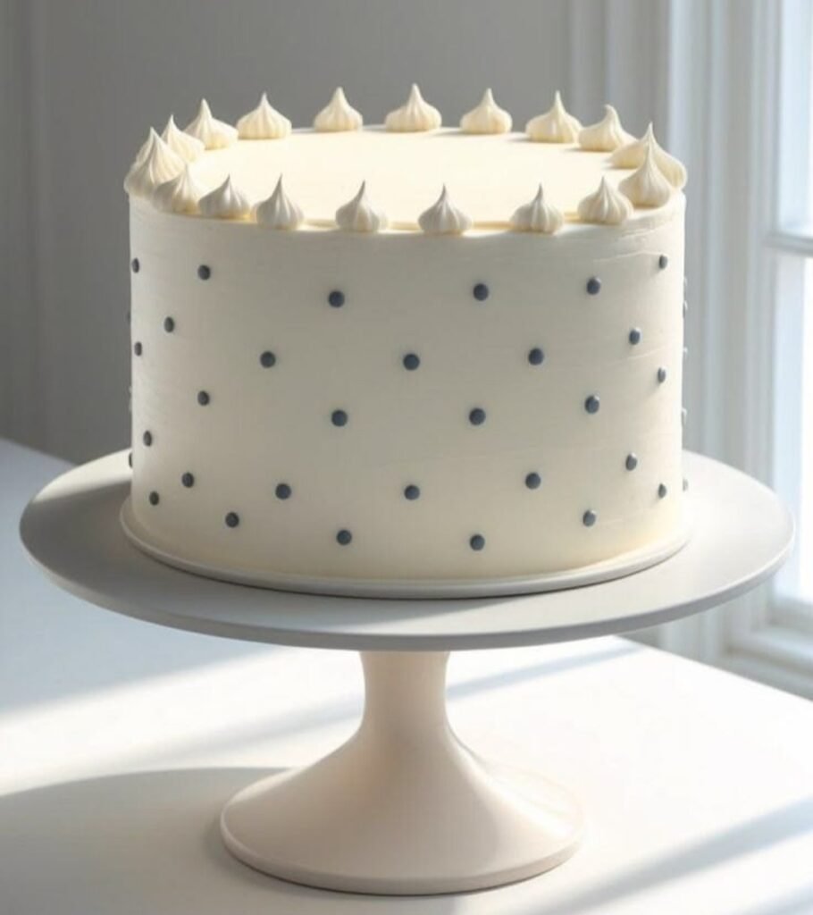 Small Black dots white cake