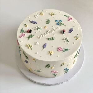 White cake with small random design