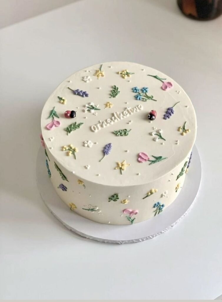 White cake with small random design
