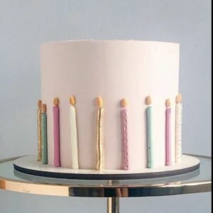 Semi fondant white candle theme cake