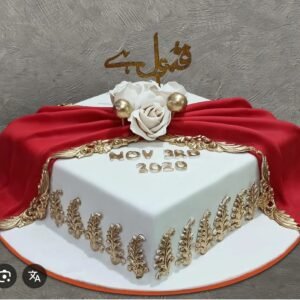 Square nikkah theme with dupatta cake