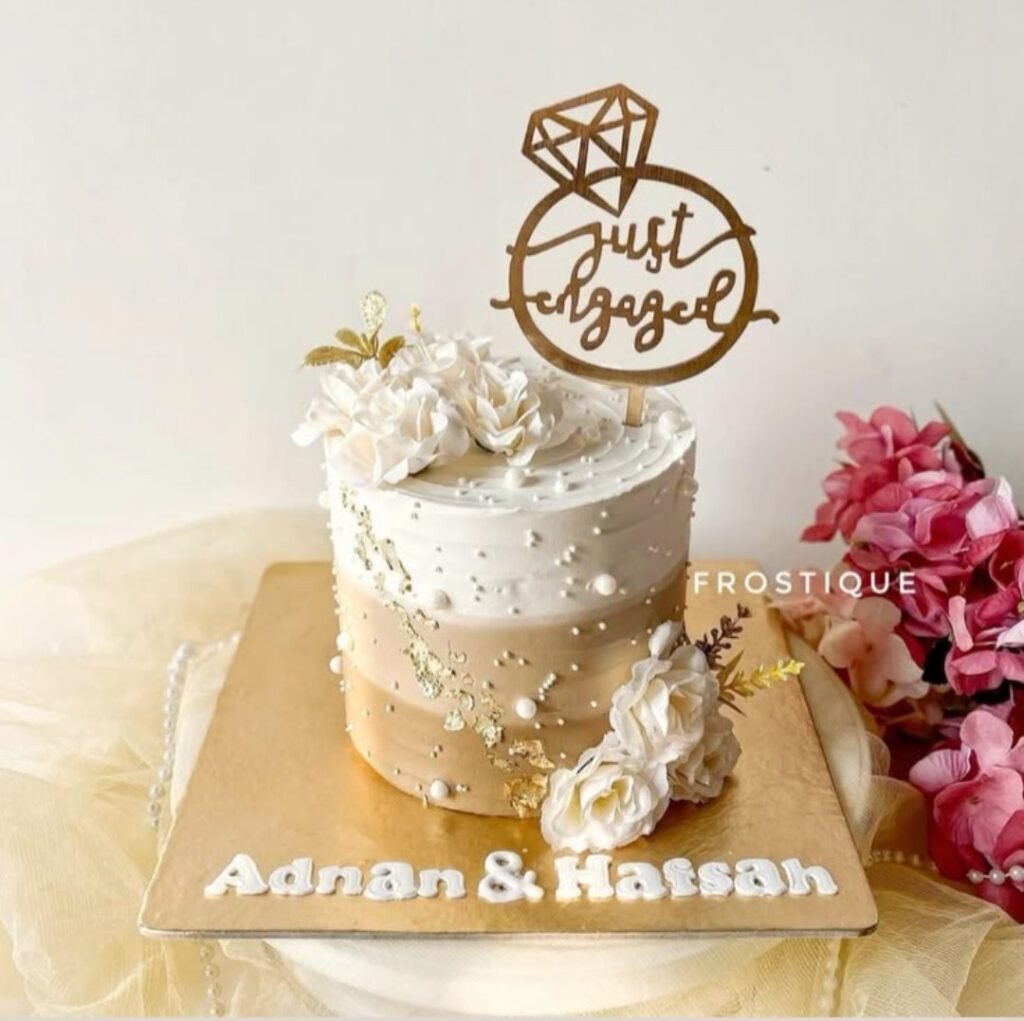 Three colored engagement cake