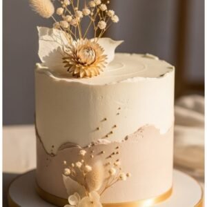 Elegent light brown cake with flower