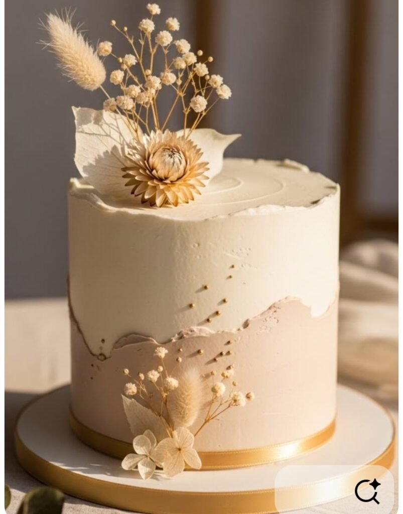 Elegent light brown cake with flower