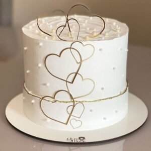 White cakes with hollow hearts