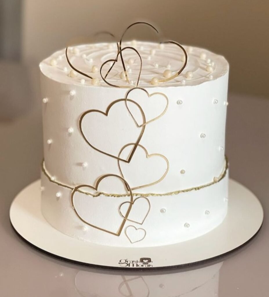 White cakes with hollow hearts