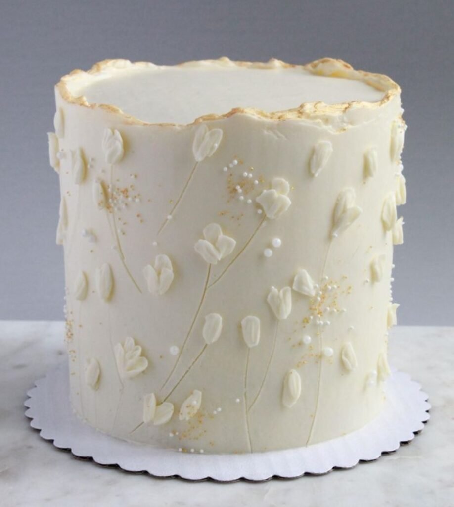 White flower vine on cake