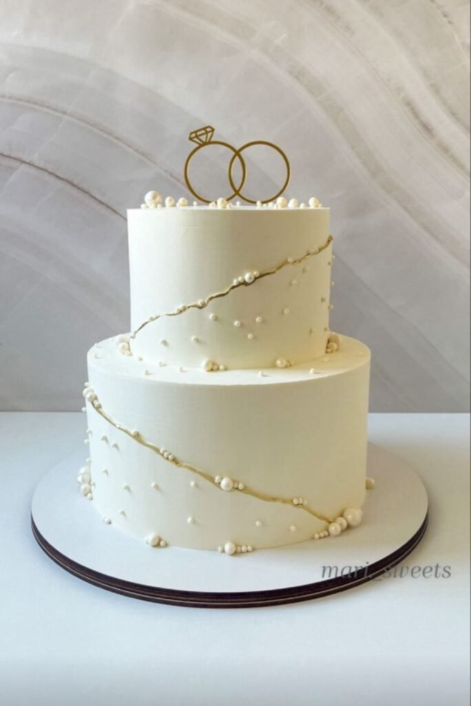 White engagement ring cake