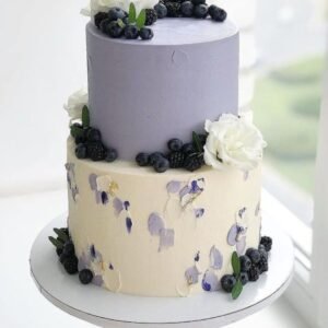 Purple and white berry cake