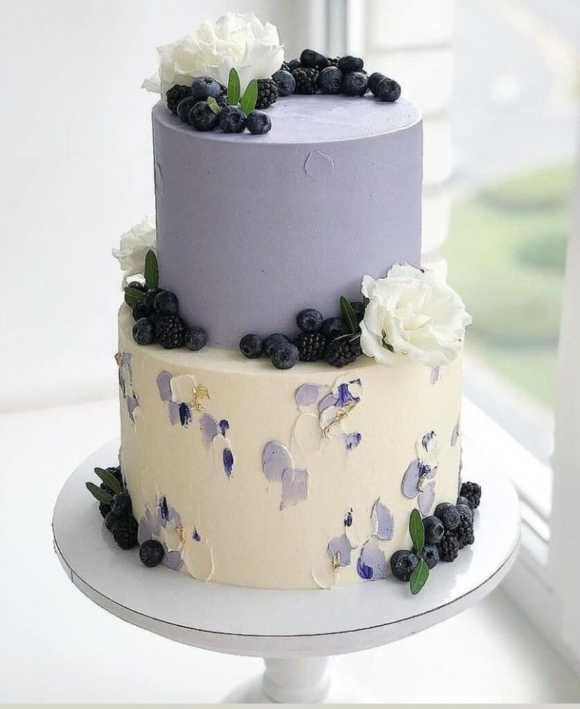 Purple and white berry cake