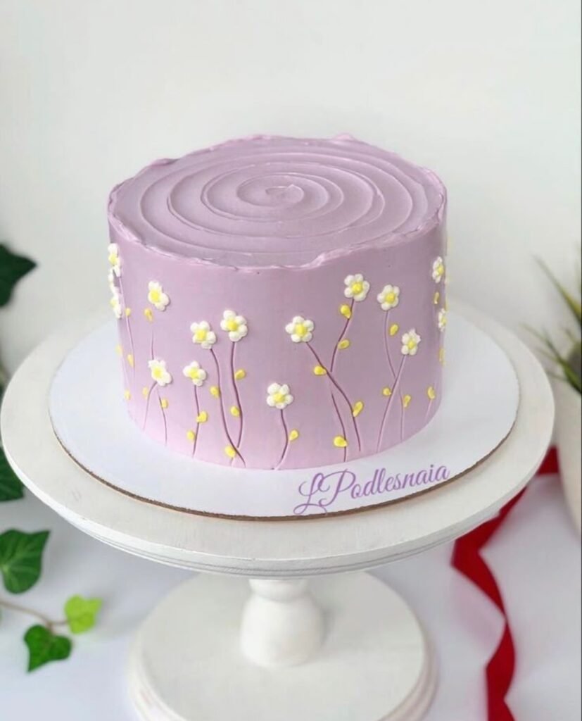 Purple cake with flower vines