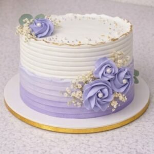 White and purple cream cake
