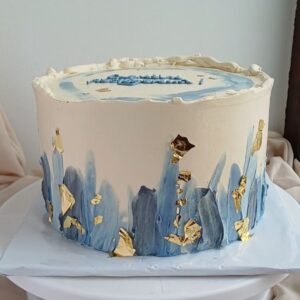 Blue and white theme cake