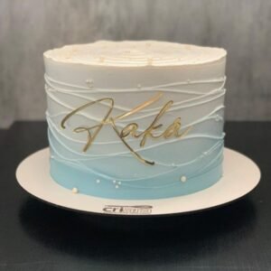 White and light blue beaded cake