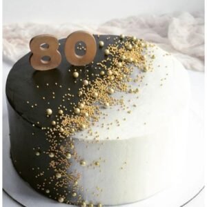 Black and white theme with golden sprinkles cake