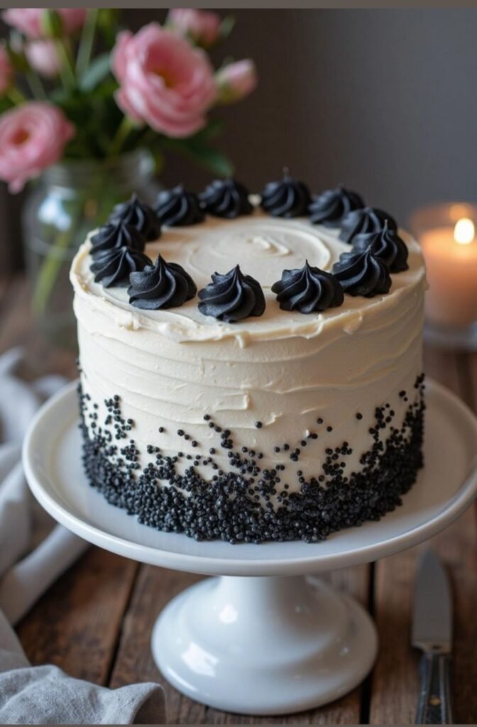 Black and white theme cake