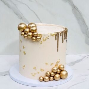White and golden theme cake