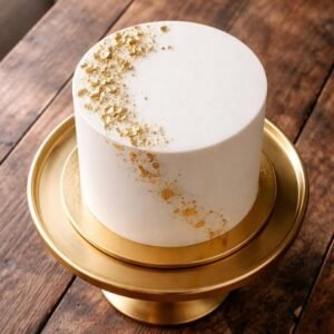 White and golden theme cake