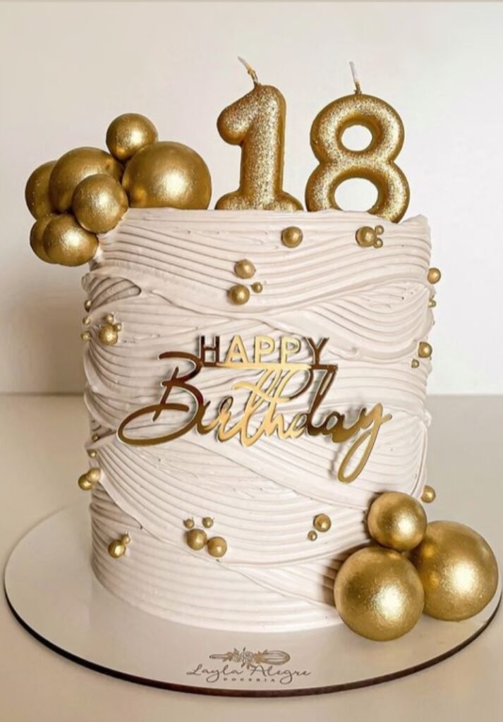 Golden theme birthday cake