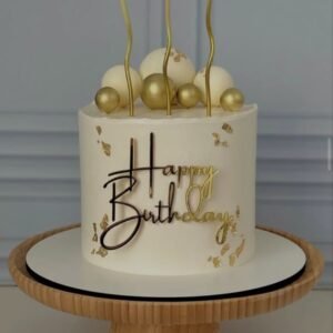 White and golden theme cake