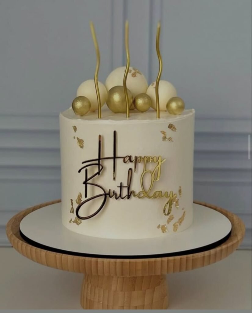 White and golden theme cake