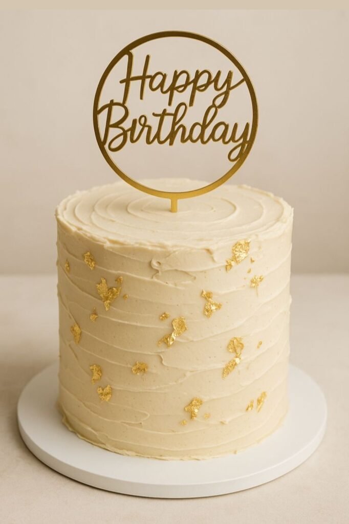White and gold birthday cake