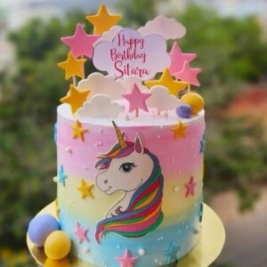 Rainbow unicon theme cake