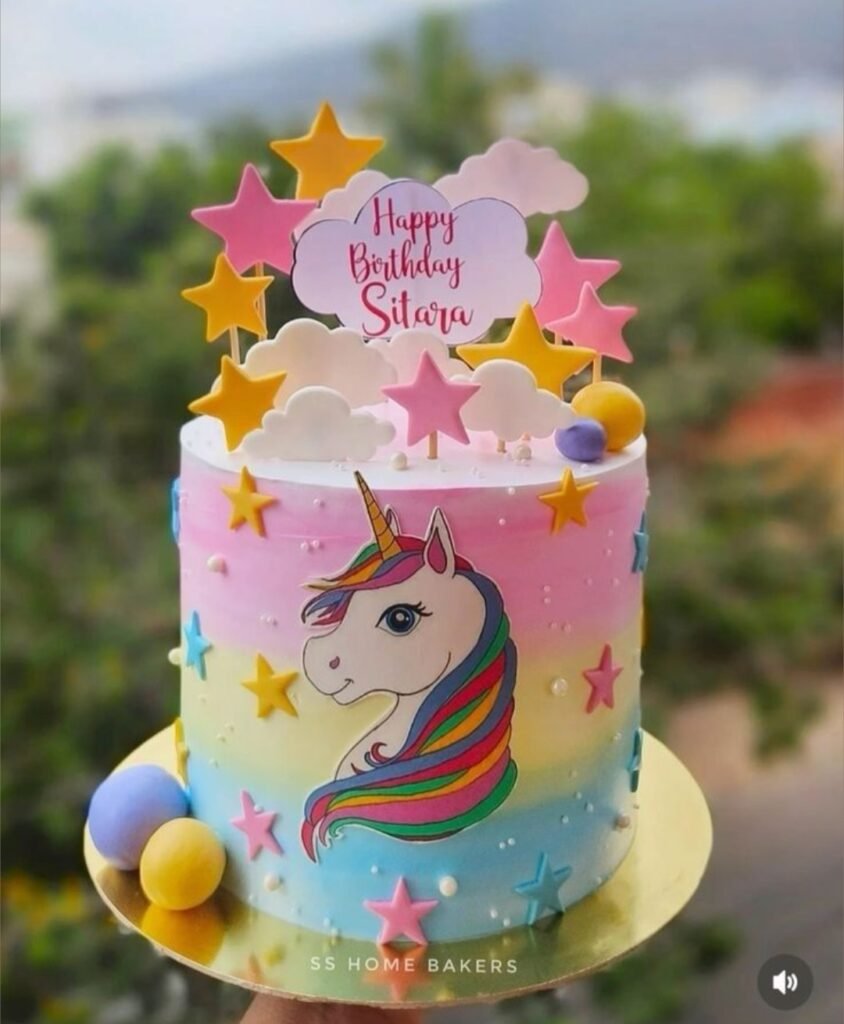 Rainbow unicon theme cake
