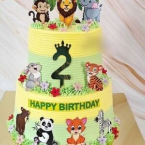 Yellow color jumgle theme cake