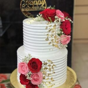 Romantic double tier red rose cake