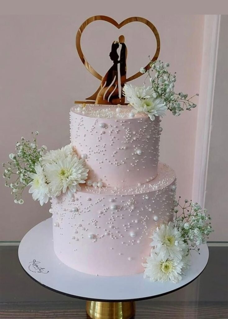 Pinkish double tier elegent cake
