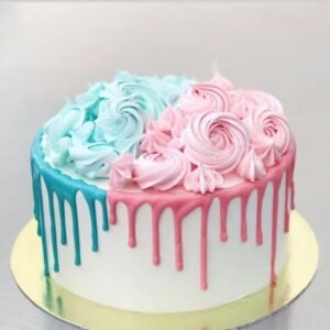 Creamy flowers gender revealing cake
