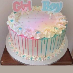 Dripping theme gender revealing cake