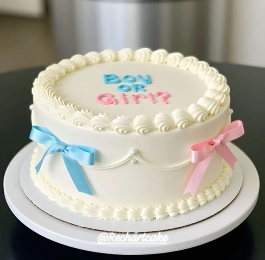 Tie bows gender revealing cake