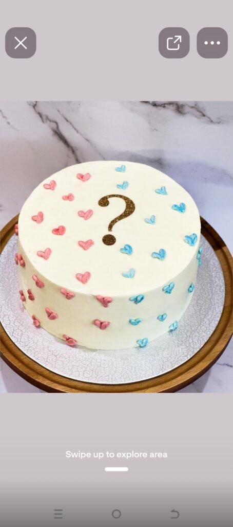 Heartly gender revealing cake