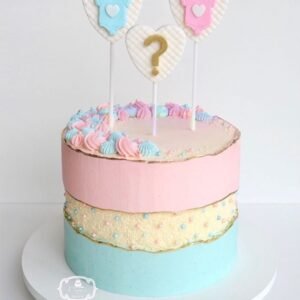 Beautiful heart toppers gender revealing cake