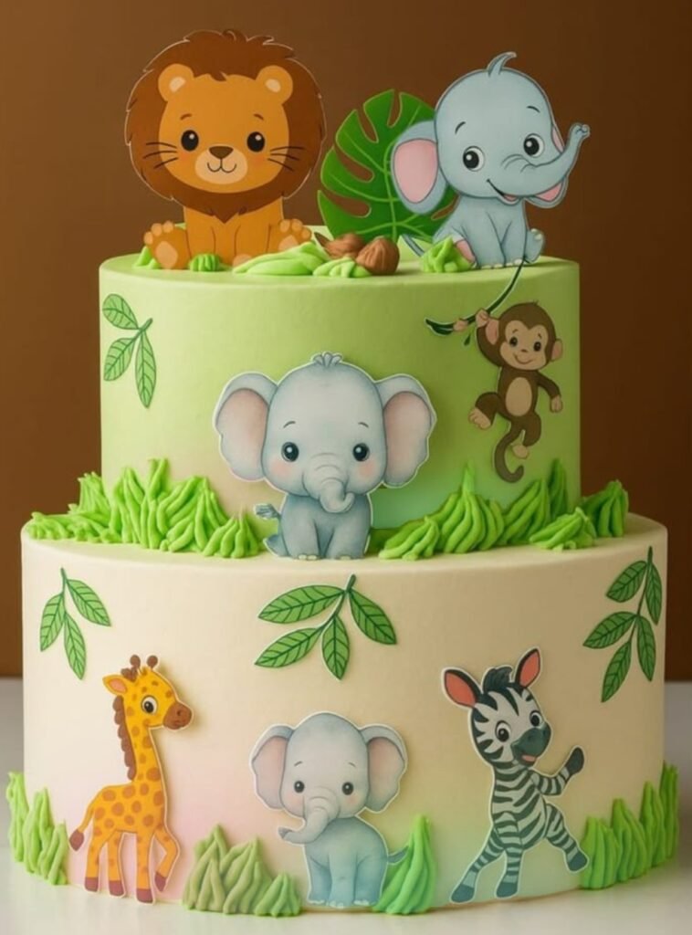 Jungle theme cake multitier for kids
